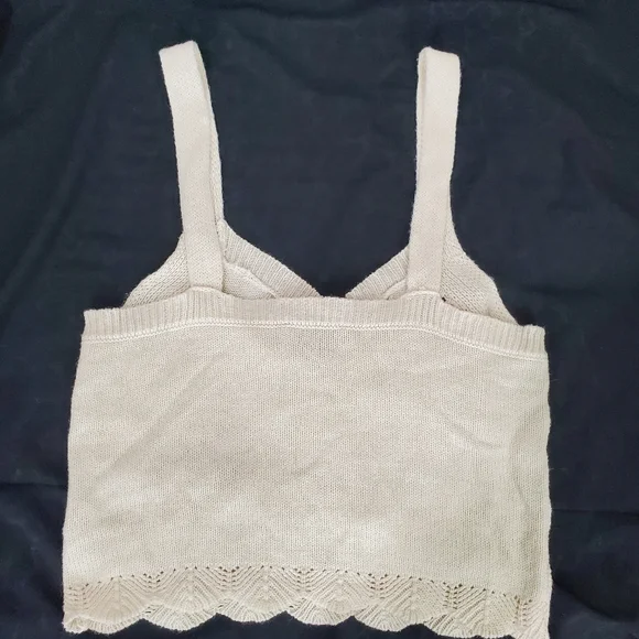 Freshman 1996 Crocheted Embroidered Boho Scalloped Edge  Cropped Tank Top SZ M - Picture 3 of 10